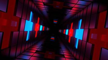 Red and Blue Neon Plus Tunnel Background VJ Loop in 4K video