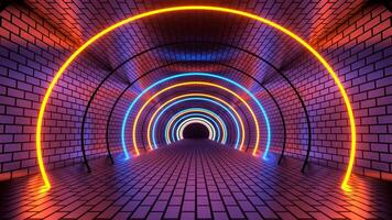 Orange and Blue Neon Strobe Brick Tunnel Background VJ Loop in 4K video