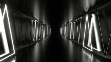 White Side Neon Strobe Triangles in Tunnel Background VJ Loop in 4K video
