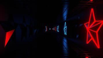 Red and Blue Strobe Star Tunnel Background VJ Loop in 4K video