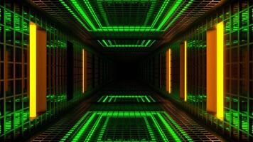 Orange and Green Grate Tunnel with Strobe Background VJ Loop in 4K video