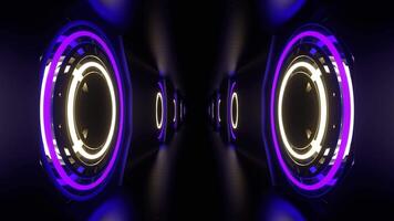 Purple and Yellow Neon Strobe Rings in Tunnel Background VJ Loop in 4K video