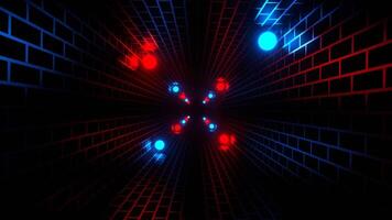 Black Brick Dungeon with Red and Blue Lights Background VJ Loop in 4K video