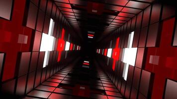 Red and White Neon Plus Tunnel Background VJ Loop in 4K video