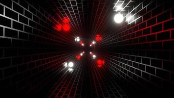 Black Brick Dungeon with Red and White Lights Background VJ Loop in 4K video