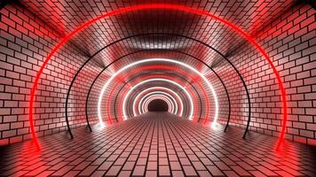 Red and White Neon Strobe Brick Tunnel Background VJ Loop in 4K video