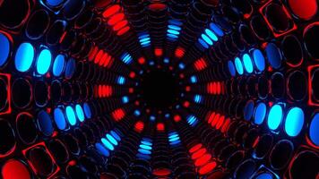 Red and Blue Abstract Neon Light Rotation Tunnel Background VJ Loop in 4K video