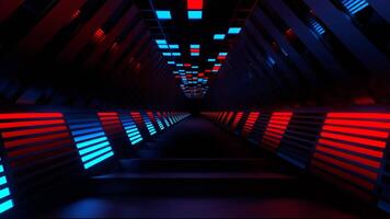 Red and Blue Hexagon Neon Equalizer Stairs Background VJ Loop in 4K video