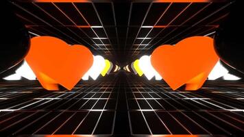 Orange and White Slow Strobe Neon Hearts Tunnel Background VJ Loop in 4K video