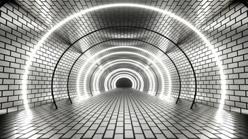 White Neon Strobe Brick Tunnel Background VJ Loop in 4K video