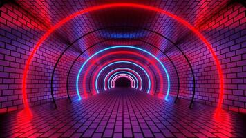 Red and Blue Neon Strobe Brick Tunnel Background VJ Loop in 4K video
