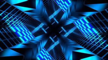 Cyan and Blue Neon Spike Tunnel Background VJ Loop in 4K video