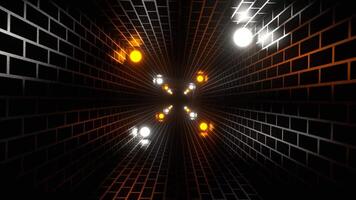 Black Brick Dungeon with Orange and White Lights Background VJ Loop in 4K video