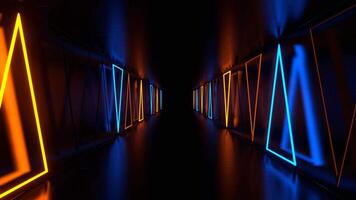 Orange and Blue Side Neon Strobe Triangles in Tunnel Background VJ Loop in 4K video