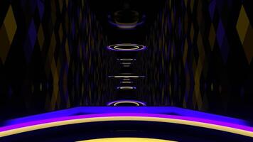 Purple and Yellow Neon Tunnel with Drop in Down Background VJ Loop in 4K video