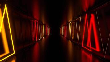 Orange and Red Side Neon Strobe Triangles in Tunnel Background VJ Loop in 4K video