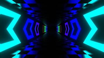 Reverse Tunnel with Multicolor Neon Direction Arrows in 4K video
