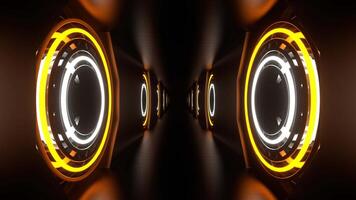 Orange and White Neon Strobe Rings in Tunnel Background VJ Loop in 4K video