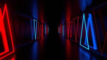 Red and Blue Side Neon Strobe Triangles in Tunnel Background VJ Loop in 4K video