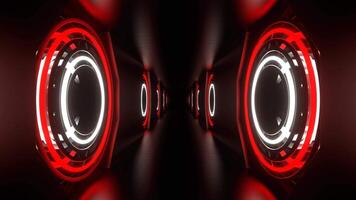 Red and White Neon Strobe Rings in Tunnel Background VJ Loop in 4K video