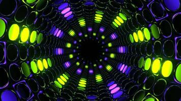 Purple and Light Green Abstract Neon Light Rotation Tunnel Background VJ Loop in 4K video