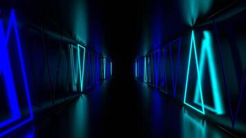 Blue and Cyan Side Neon Strobe Triangles in Tunnel Background VJ Loop in 4K video