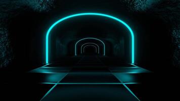 Cyan and Pink Dungeon Tunnel Background VJ Loop in 4K video