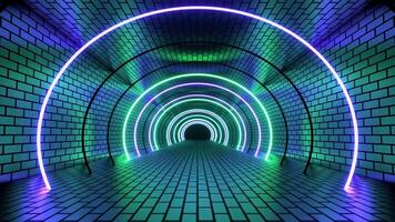 Purple and Turquoise Neon Strobe Brick Tunnel Background VJ Loop in 4K video