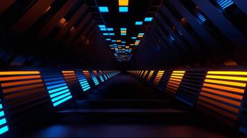 Orange and Blue Hexagon Neon Equalizer Stairs Background VJ Loop in 4K video