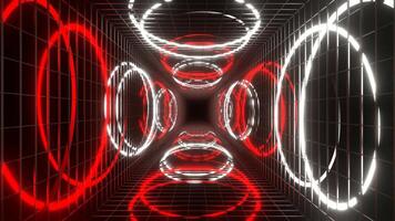 Red and White Neon Spirals Behind Bars Background VJ Loop in 4K video