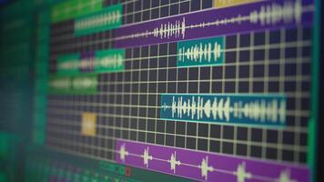Empty desk equipped with mixing console and music recording tools in home studio, professional equipment used in producing and creating soundtracks. Stereo amplifier and equalizer. video