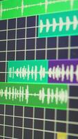 Vertical Empty space used for recording music on electronic tools in home studio, mixing and mastering tracks with modern equipment. Creating tunes with panel soundboard and performance console. video