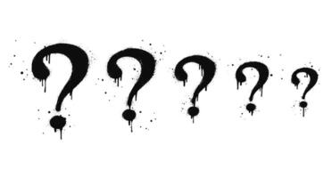 Set of Spray painted graffiti question marks in black over white. question drip symbol. isolated on white background vector
