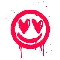 Smiling face emoticon character. Spray painted graffiti smile face with love in red over white. isolated on white background vector