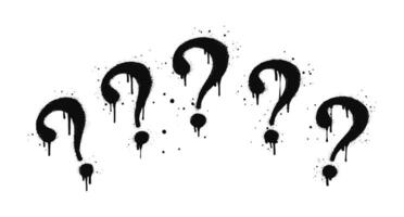 Set of Spray painted graffiti question marks in black over white. question drip symbol. isolated on white background vector