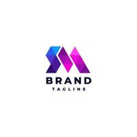 Initial Letter SM Colorful Mosaic Logo Design. Colored Mosaic Triangle Initials Letters S and M Logo Design. vector
