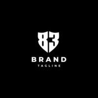 Simple Shield Number 83 Logo Design. Numbers Eight and Three Forming a Shield Logo Design. vector