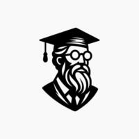 Silhouette view of old professor, reflecting wisdom and experience. Perfect for educational institutions or mentoring programs vector