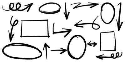 Doodle sketch style of Hand drawn lines, Arrows, circles and curves illustration for concept design. vector