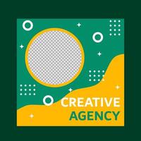 social media post template design with green and yellow colors for promotion. vector