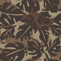 Minimal seamless pattern of tropical leaves and abstract shape vector