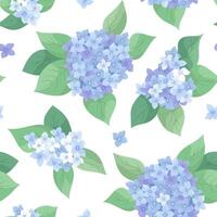 Floral seamless pattern with delicate inflorescences hydrangea. Light blue color hortensia illustration repeatable background for textile, wallpaper or wrapping paper in vintage style, print vector