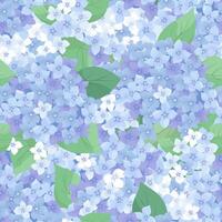 Floral delicate continuous seamless pattern with hydrangea. Light blue color hortensia illustration repeatable background for textile, wallpaper or wrapping paper in vintage style, print vector