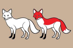 Red fox illustration Isolated on white background illustration. Stock Icon. Red fox cartoon illustration. Wild Animals Icon. Funny red fox collection. Red Fox Color Icon For Book. vector