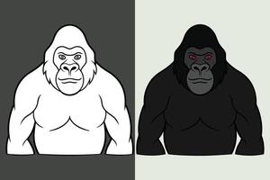 Gorilla silhouette illustration on a white background. gorilla art, illustration. Gorilla line art, illustration logo template design. Gorilla Icon. Gorilla. Kingkong. Monkey Icon. vector