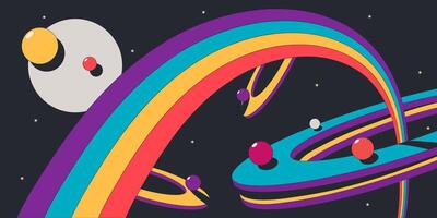 Psychedelic retro art. Inspirational retro poster with geometric elements, retro palette. vector
