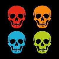 A Set of Colorful Human Skulls vector