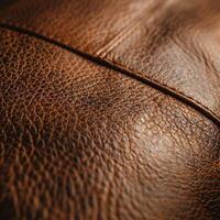 Close-Up of Brown Leather Surface Showing Texture and Grain photo