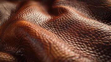 Rich Brown Leather Material on Display With Intricate Texture photo