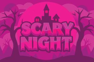Halloween Scary Spooky night text background design vector